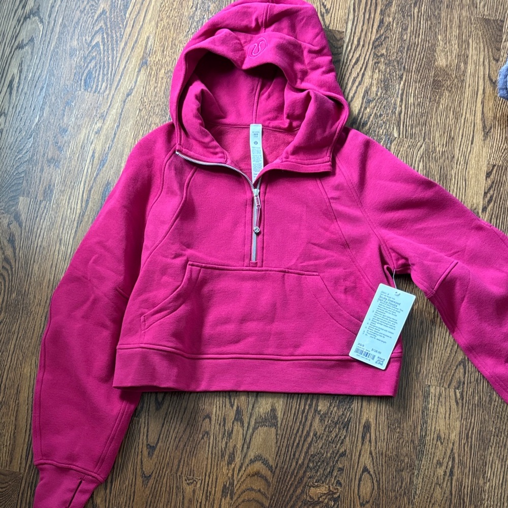 lululemon athletica Cropped Half-Zip Hooded Sweater - Berry